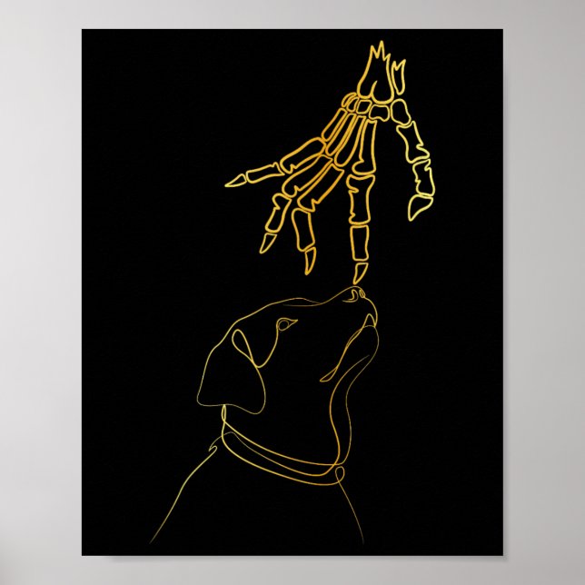 Poster Dia de as Bruxas engraçado de Mão do Esqueleto Neg (Frente)