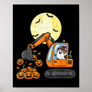 Poster Dia de as Bruxas engraçado de Pumpkin do Excavador