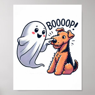 Poster Dia de as Bruxas engraçado Ghost Airedale Terrier