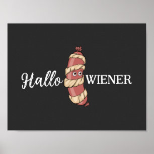 Poster Dia de as Bruxas engraçado Hotdog Hallowiener Pun