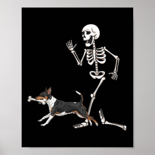 Poster Dia de as Bruxas engraçado Rat Terrier E Esqueleto