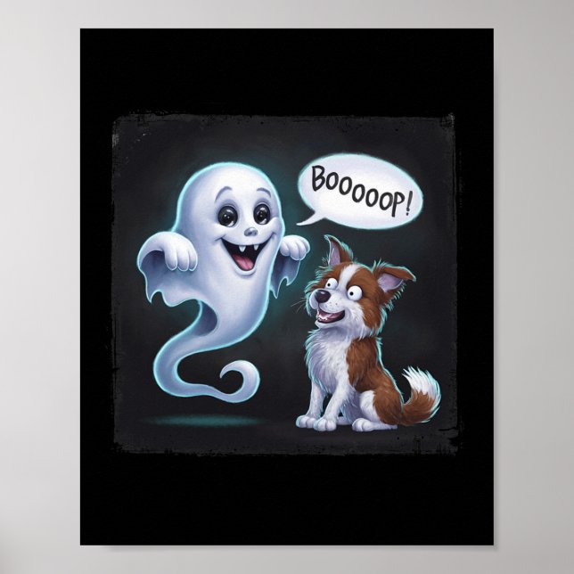 Poster Dia de as Bruxas engraçado Rouco Fantasma Cachorro (Frente)