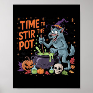 Poster Dia de as Bruxas engraçado Werewolf Hora De Agitar