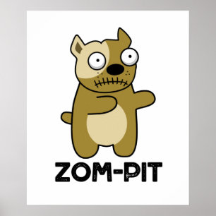 Poster Dia de as Bruxas engraçado Zombie Pit Bull Pun