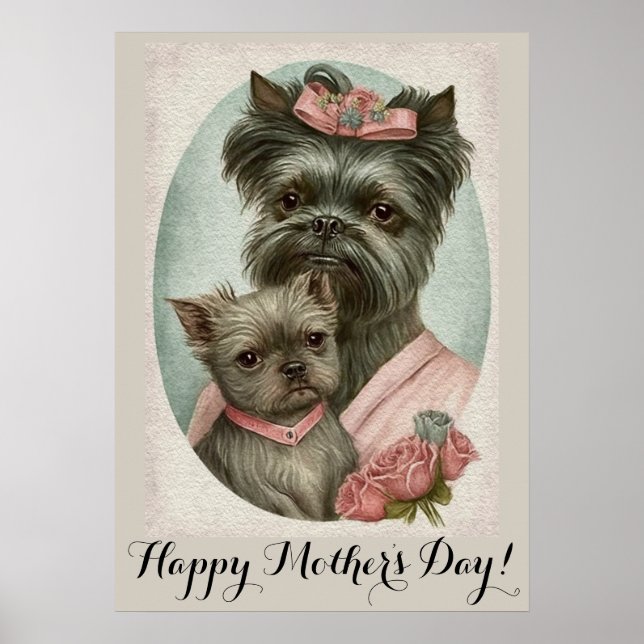 Poster Dia de as mães Cachorro Affenpinscher Mãe (Frente)