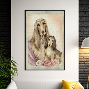 Poster Dia de as mães Cachorro de Cachorro Afegão Cortado