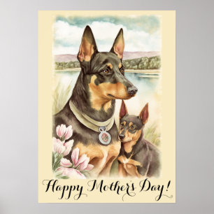 Poster Dia de as mães Cachorro Gelado Australiano Bonito 