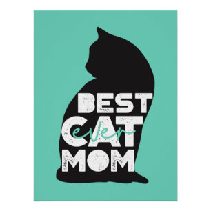 Póster Dia de as mães Engraçado Azul, Melhor Gato Mãe