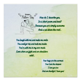 Póster Dia de as mães feliz com um poema original