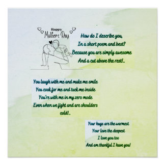 Póster Dia de as mães feliz com um poema original