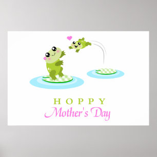 Poster Dia de as mães Feliz e Feliz Sapo