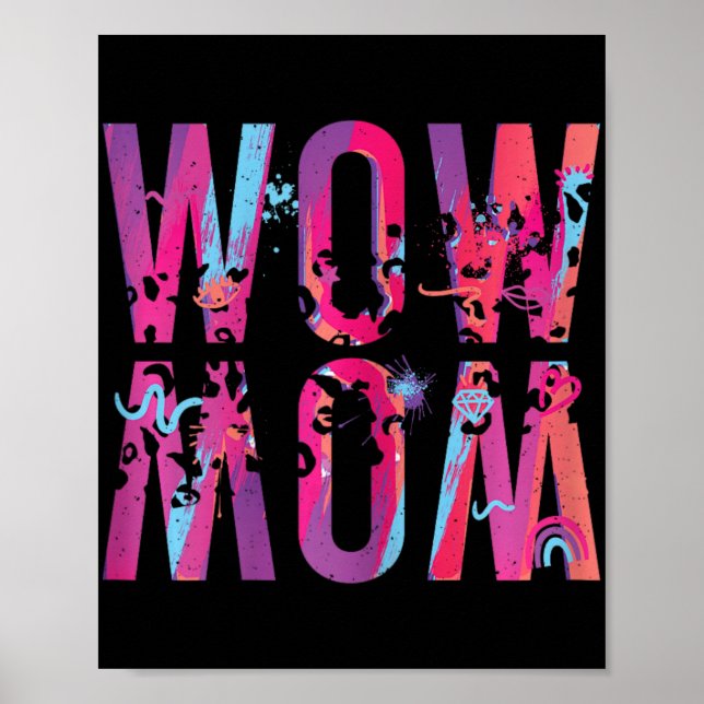 Poster Dia de as mães Mãe É Uau Pincel De Arte De Cabeça  (Frente)