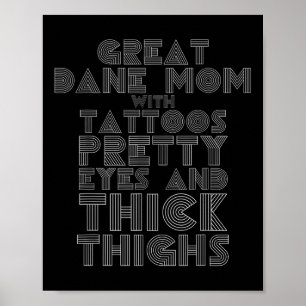 Poster Dia de as mães Presente Grande Dane Mãe Tatuagem C