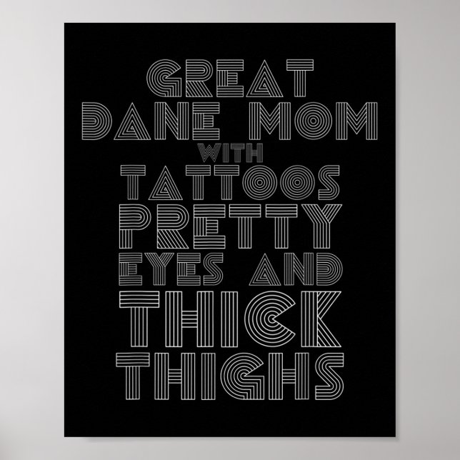 Poster Dia de as mães Presente Grande Dane Mãe Tatuagem C (Frente)