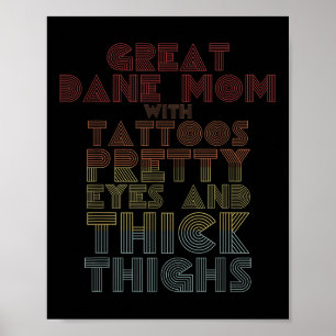 Poster Dia de as mães Presente Grande Dane Mãe Tatuagem C