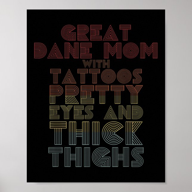 Poster Dia de as mães Presente Grande Dane Mãe Tatuagem C (Frente)