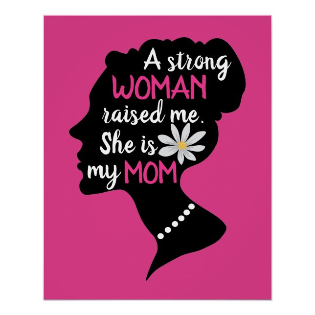 Póster Dia de as mães Rosa Forte Inspiracional (Frente)