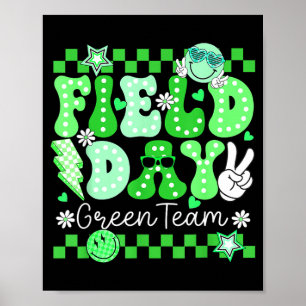 Poster Dia de campo engraçado equipe verde excursão corre