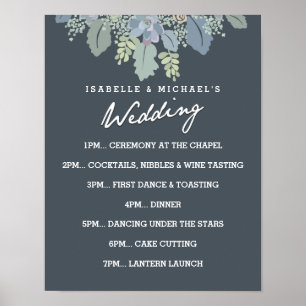 Póster Dia de casamento vintage bonito das flores da