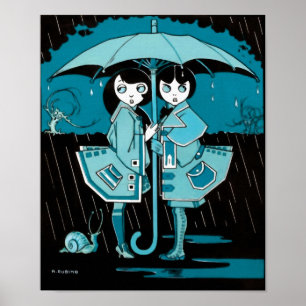 Poster Dia de chuva em azul