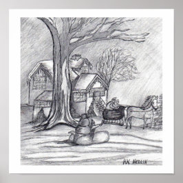 Póster "Dia de inverno de Natal"