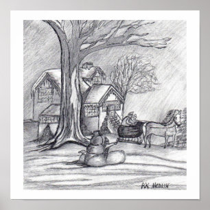 Póster "Dia de inverno de Natal"