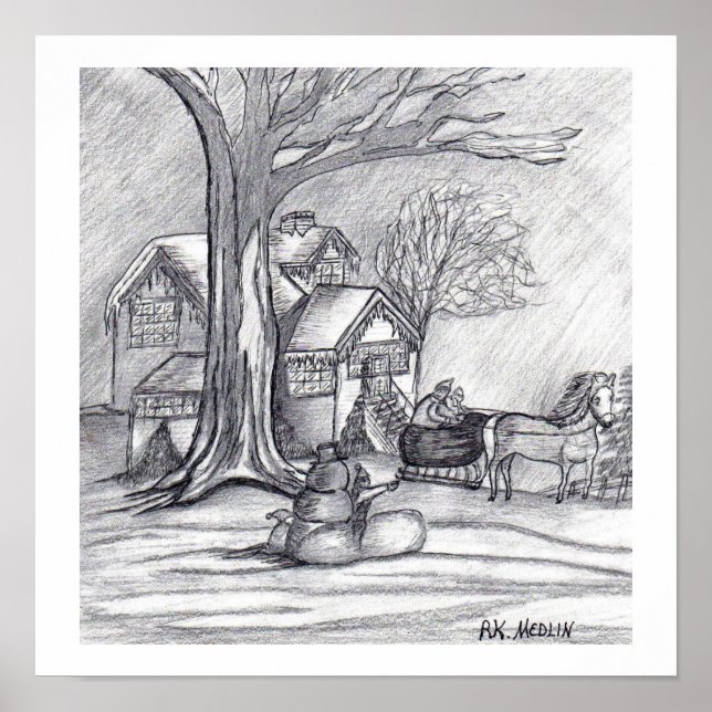 Póster "Dia de inverno de Natal" (Frente)