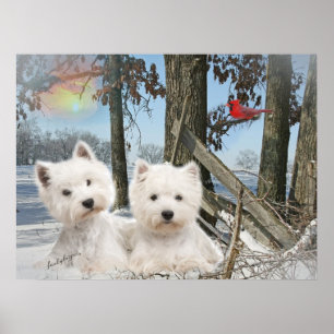 Póster Dia de inverno ocidental de Terrier das montanhas