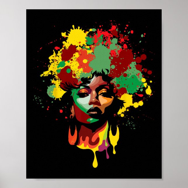 Poster Dia de Juneteenth Mulher Negra Rainha Afro Melanin (Frente)
