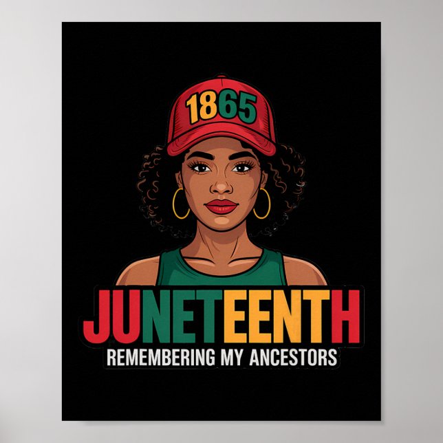 Poster Dia de Juneteenth Mulheres Negras Rainha Melanina  (Frente)