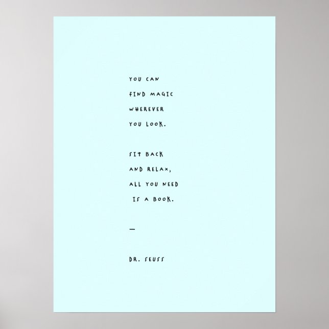 Poster Dia de Leitura Azul com a Citação do Dr. Suess (Frente)