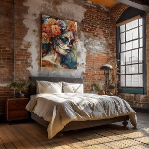 Poster Dia de los Muertos aquarela pintada