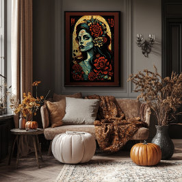 Poster Dia de Los Muertos Art - Vintage Halloween