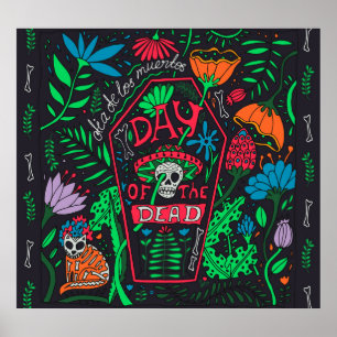 Poster Dia de los Muertos: Conjunto de Cartão Festivo