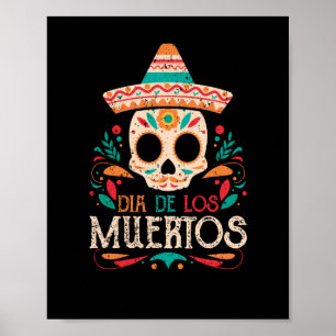 Poster Dia de Los Muertos do Crânio do México Morto