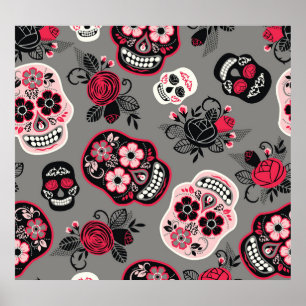 Poster Dia de los Muertos: Padrão Vintage