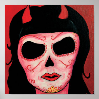 Poster Dia de los Muertos Skeletons Satã