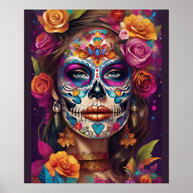 Poster Dia de los Muertos Sugar Skull Beauty (Frente)
