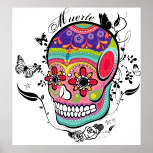 Poster Dia de Muerte do crânio inoperante