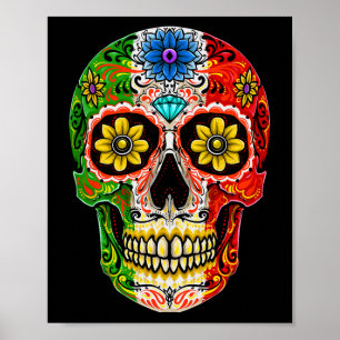 Poster Dia De Muertos Cinco De Mayo Sugar Skull Mexicano