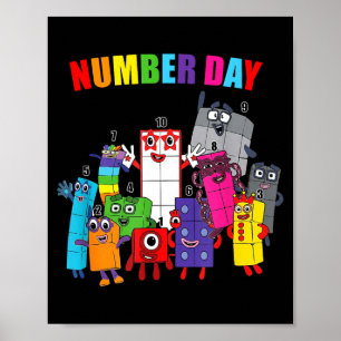 Poster Dia de números coloridos números matemáticos educa