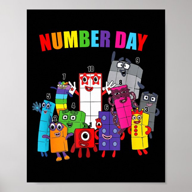 Poster Dia de números coloridos números matemáticos educa (Frente)