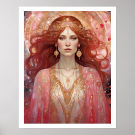 Poster Dia de os namorados de arte deco ruiva