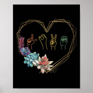 Poster Dia de os namorados de Asl de Coração Floral com L