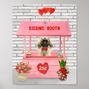 Poster dia de os namorados de Cachorro Pekingês beijando