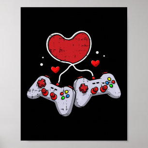 Poster Dia de os namorados de controladora de vídeo jogos
