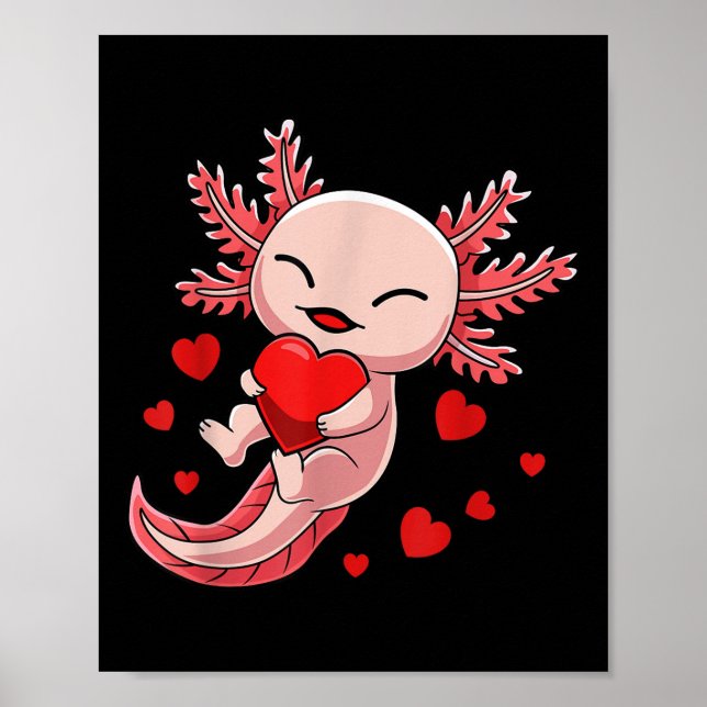 Poster Dia de os namorados De Coração Bastante Axolotl Pa (Frente)