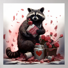 Poster Dia de os namorados de poesia de lixo Raccoon