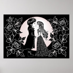 Poster Dia de os namorados Gótico Beijo Gótico
