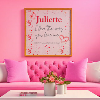 Poster Dia de os namorados Romântico rosa e vermelho